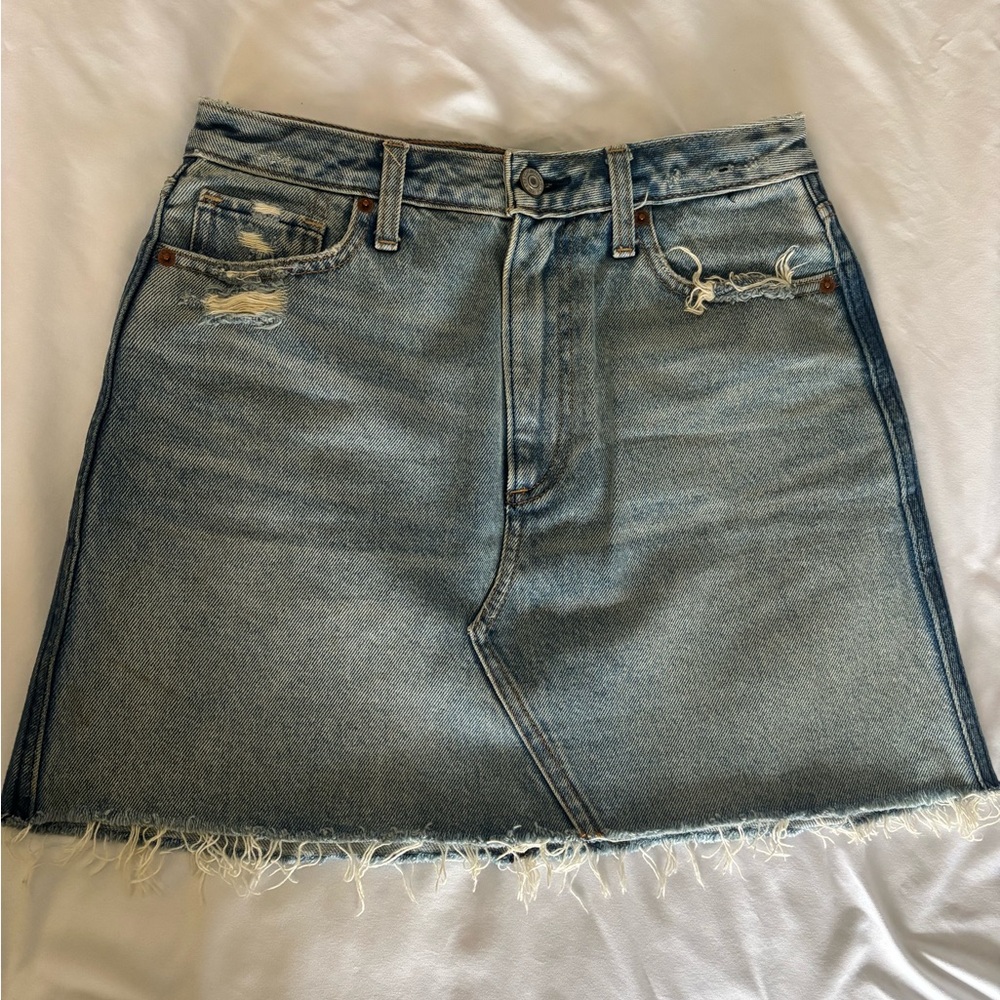 Abercrombie & Fitch Blue Frayed Mini Skirt